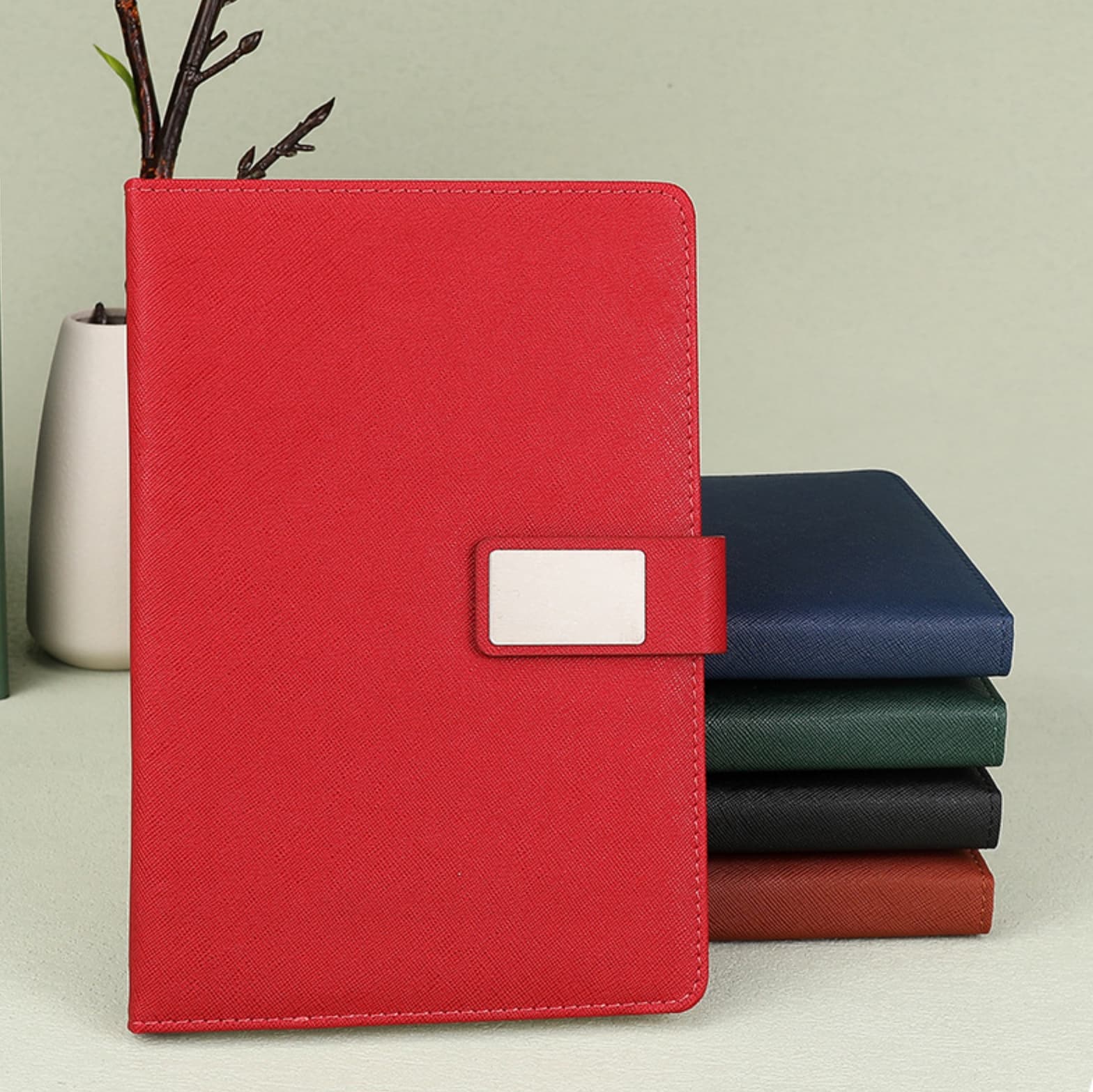 高級革製フラップ付きノートカバー