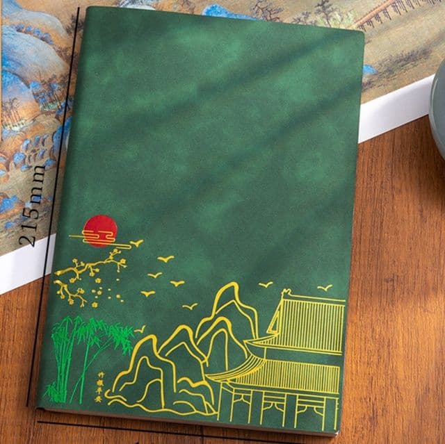ノートカバー 東洋風景刺繍入り和風ノートカバー