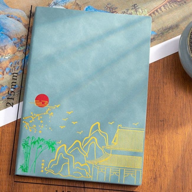 ノートカバー 東洋風景刺繍入り和風ノートカバー
