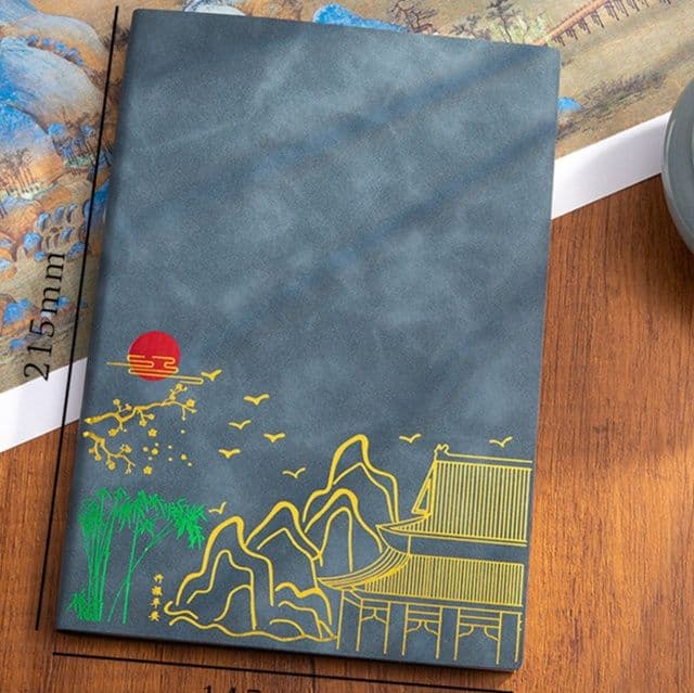 ノートカバー 東洋風景刺繍入り和風ノートカバー