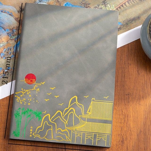 ノートカバー 東洋風景刺繍入り和風ノートカバー