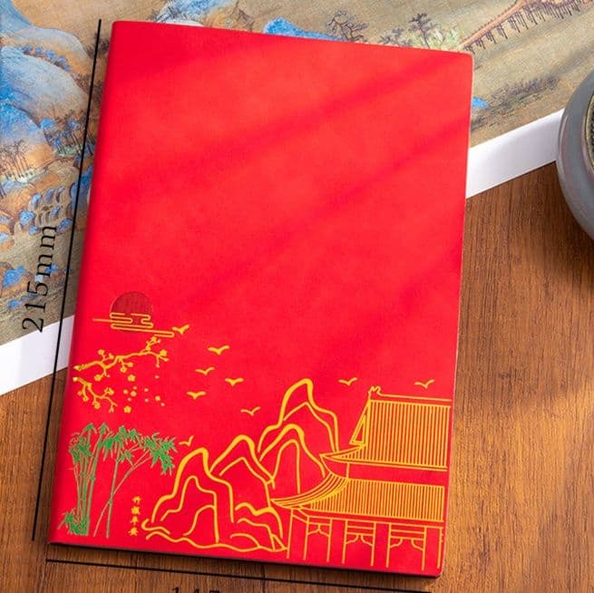 ノートカバー 東洋風景刺繍入り和風ノートカバー