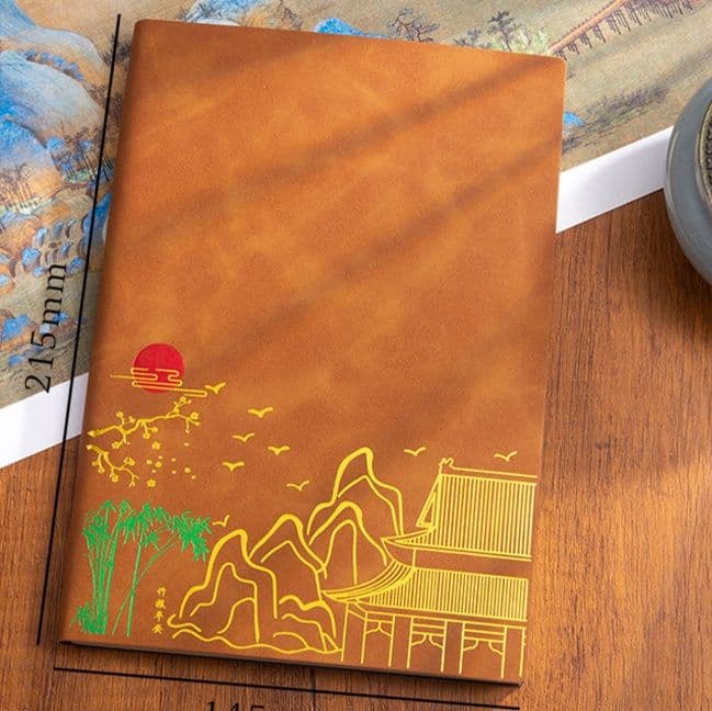 ノートカバー 東洋風景刺繍入り和風ノートカバー