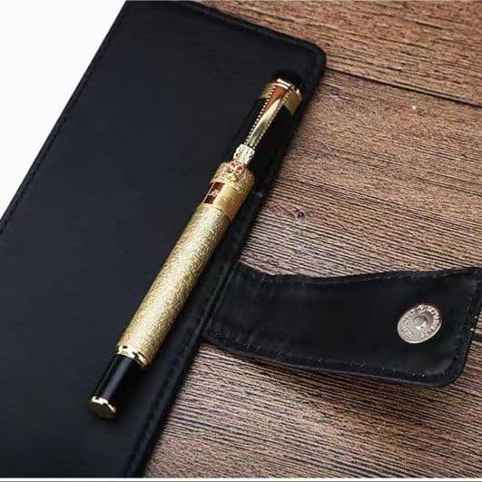 ノートカバー 本革調ステッチデザイン留め具付き A5サイズ